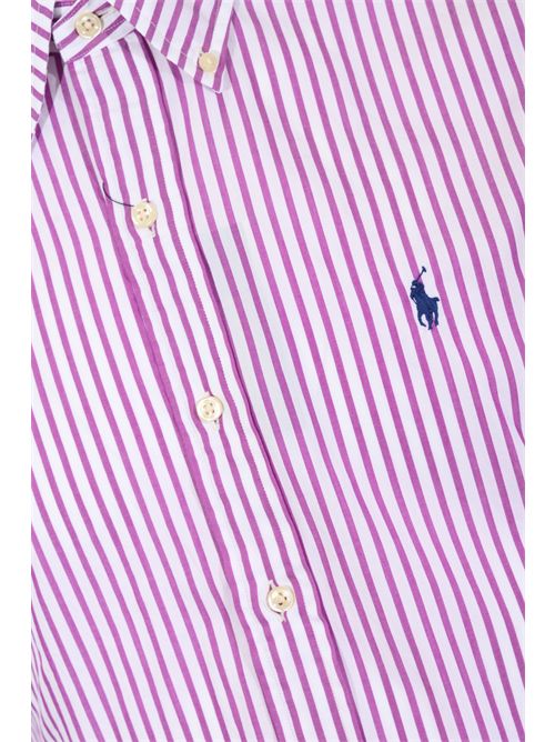 Camicia a righe in popeline di cotone White/violet POLO RALPH LAUREN | 710B15595004